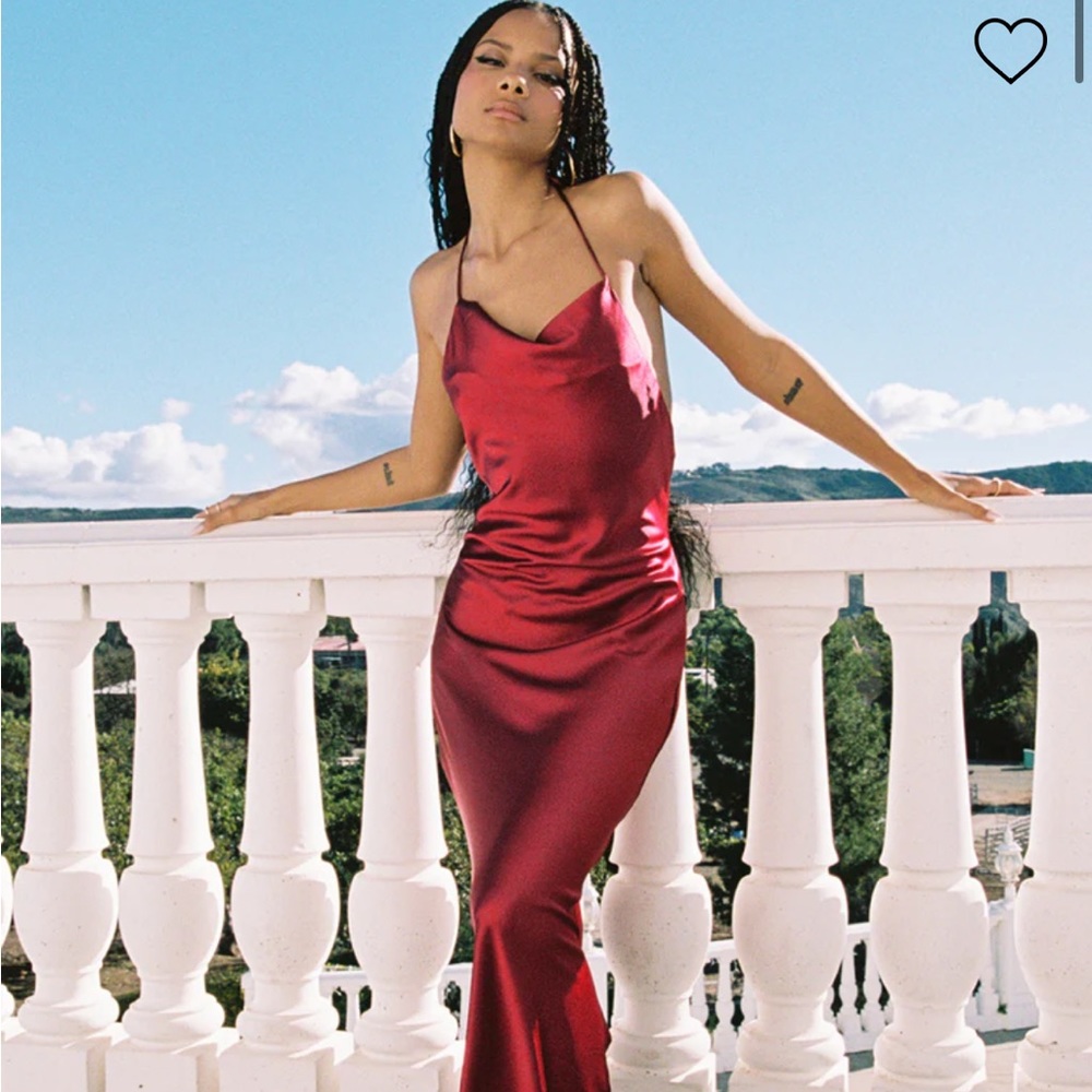 Princess Polly Burgundy Maxi Halter Dress